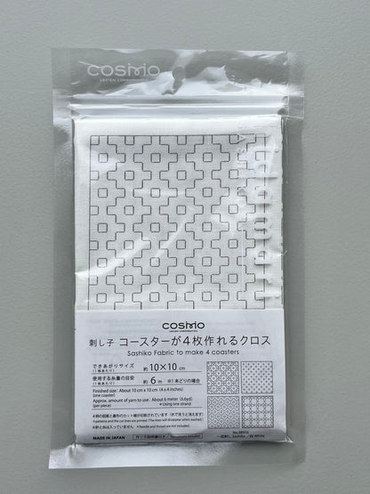 刺し子 コースターが4枚作れるクロス 【一目刺し】 (白) No.98916