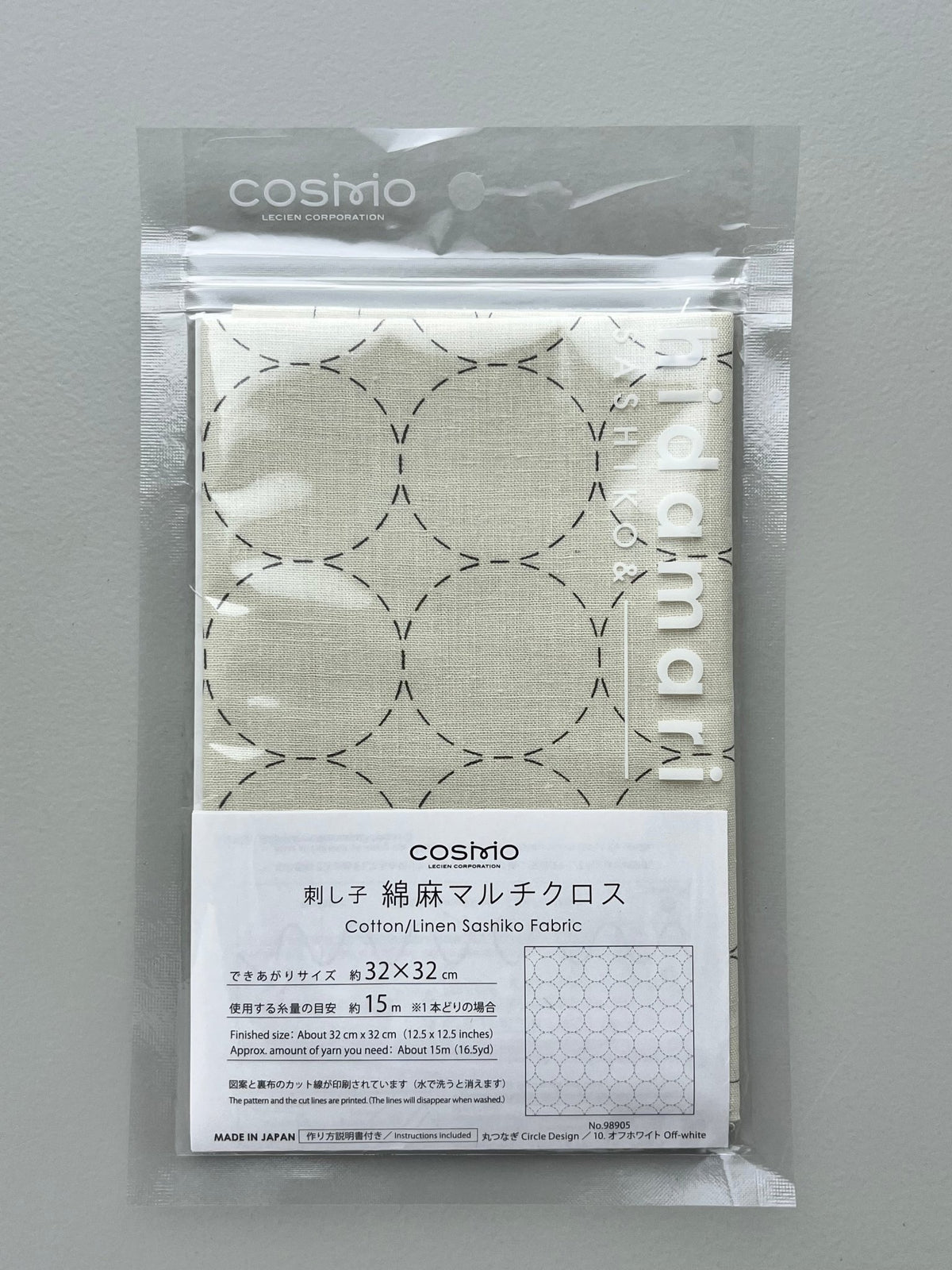 COSMO hidamari 刺し子綿麻マルチクロス 丸つなぎ（オフホワイト） No.98905-10 - COSMO コスモ